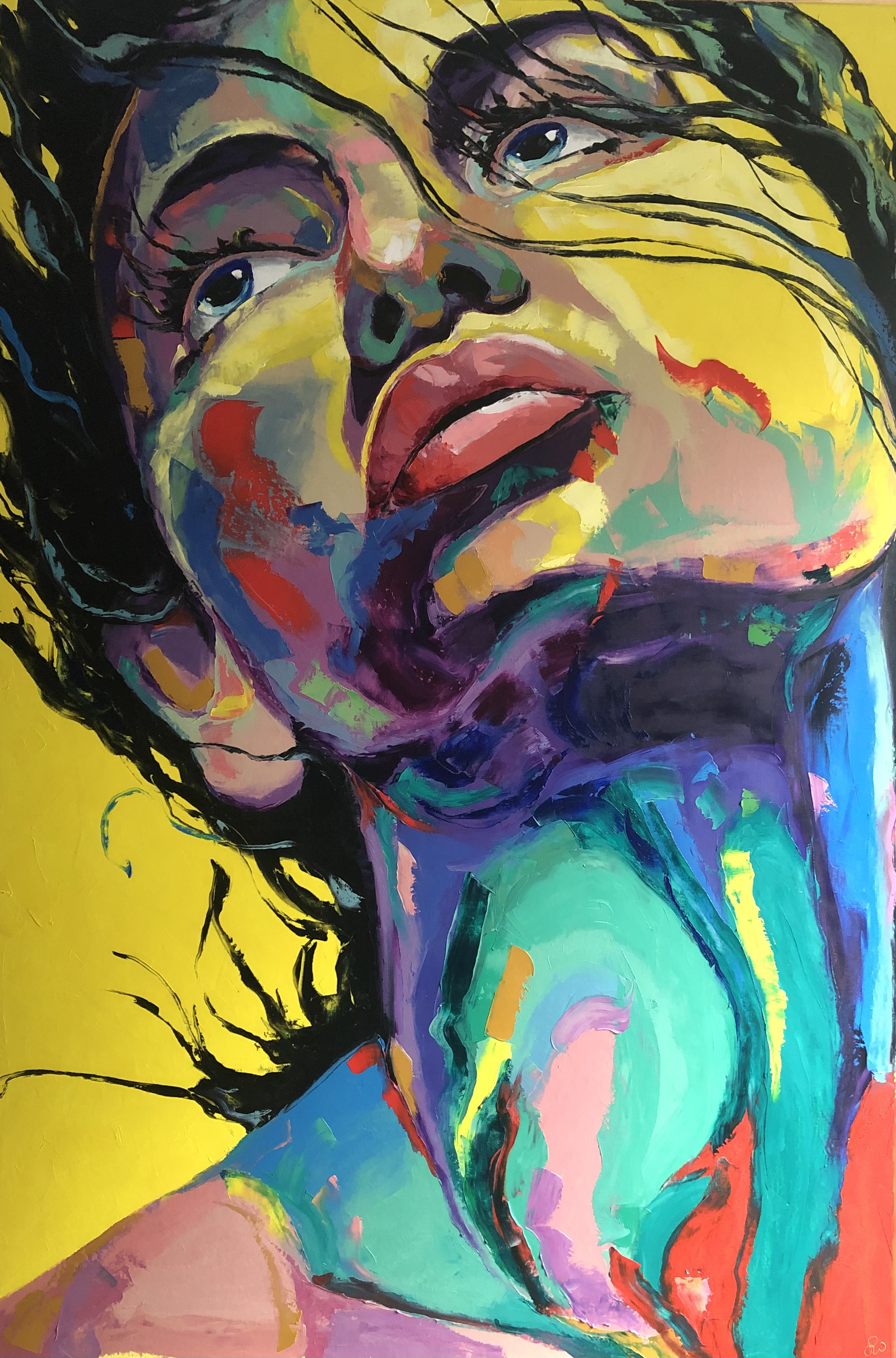 The world is moving, but I´m standing still. 100x150cm porträtt kvinna