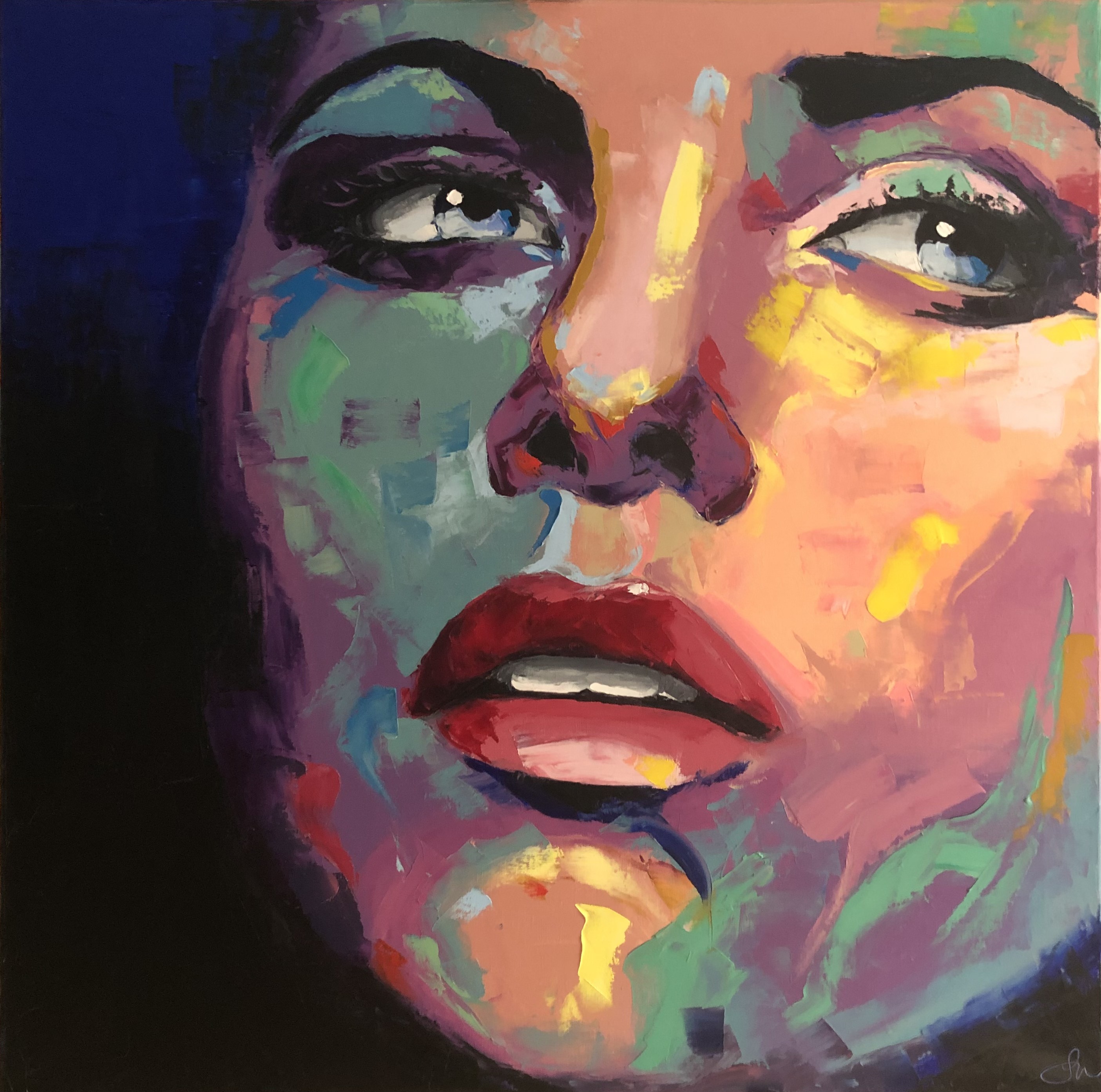 Skip to the good part. 80x80 cm porträtt kvinna